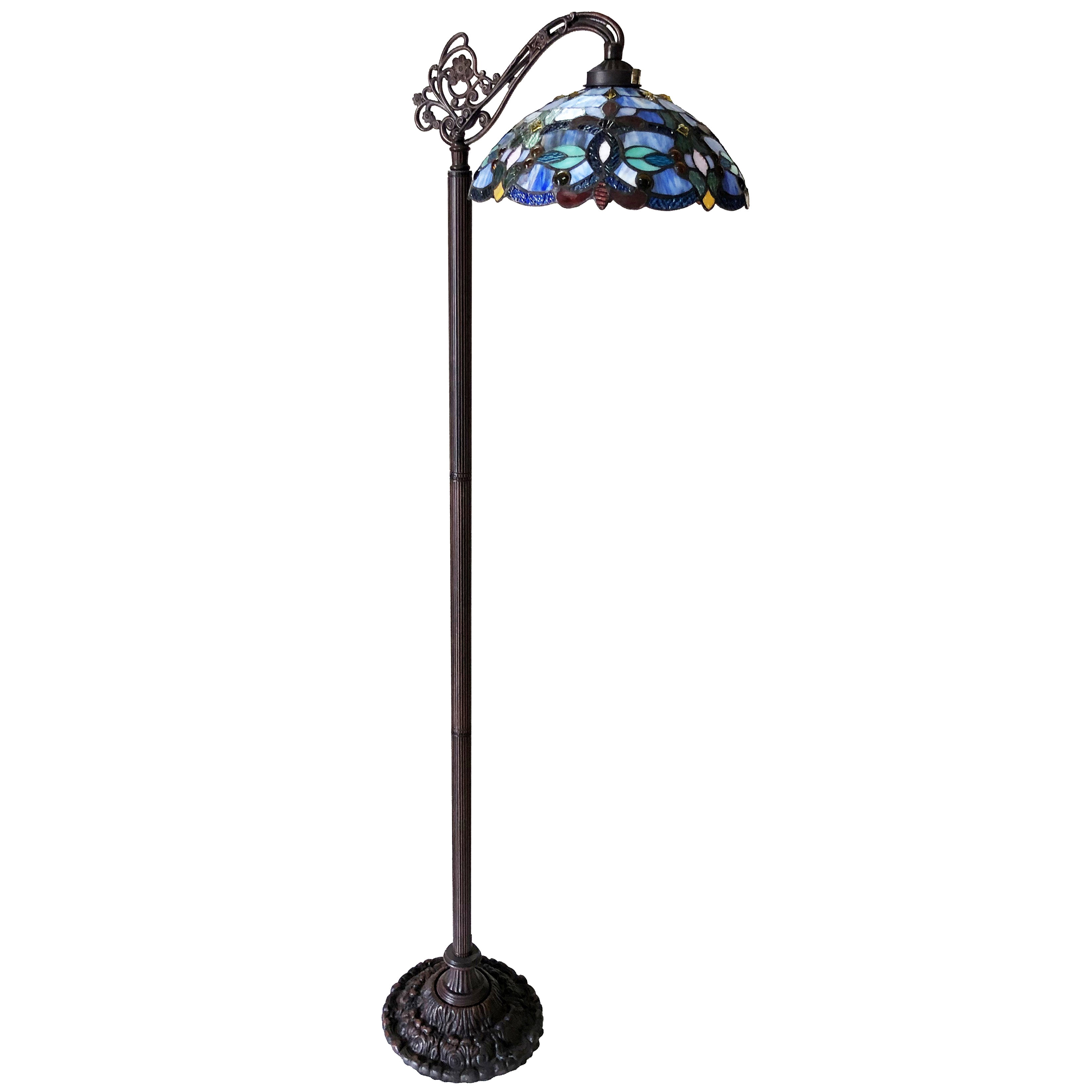 RADIANCE Goods Tiffany-Style Victorian Stained Glass Reading Floor Lamp 60" Height