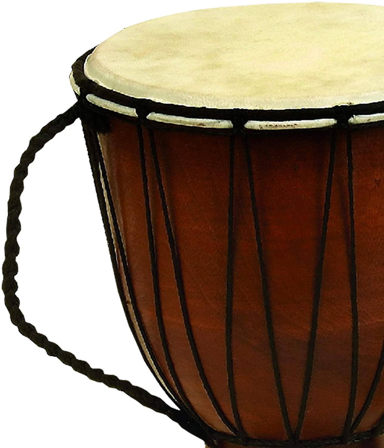 Brown Benzara Toca Wood Drum Décor with Nylon Ropes 