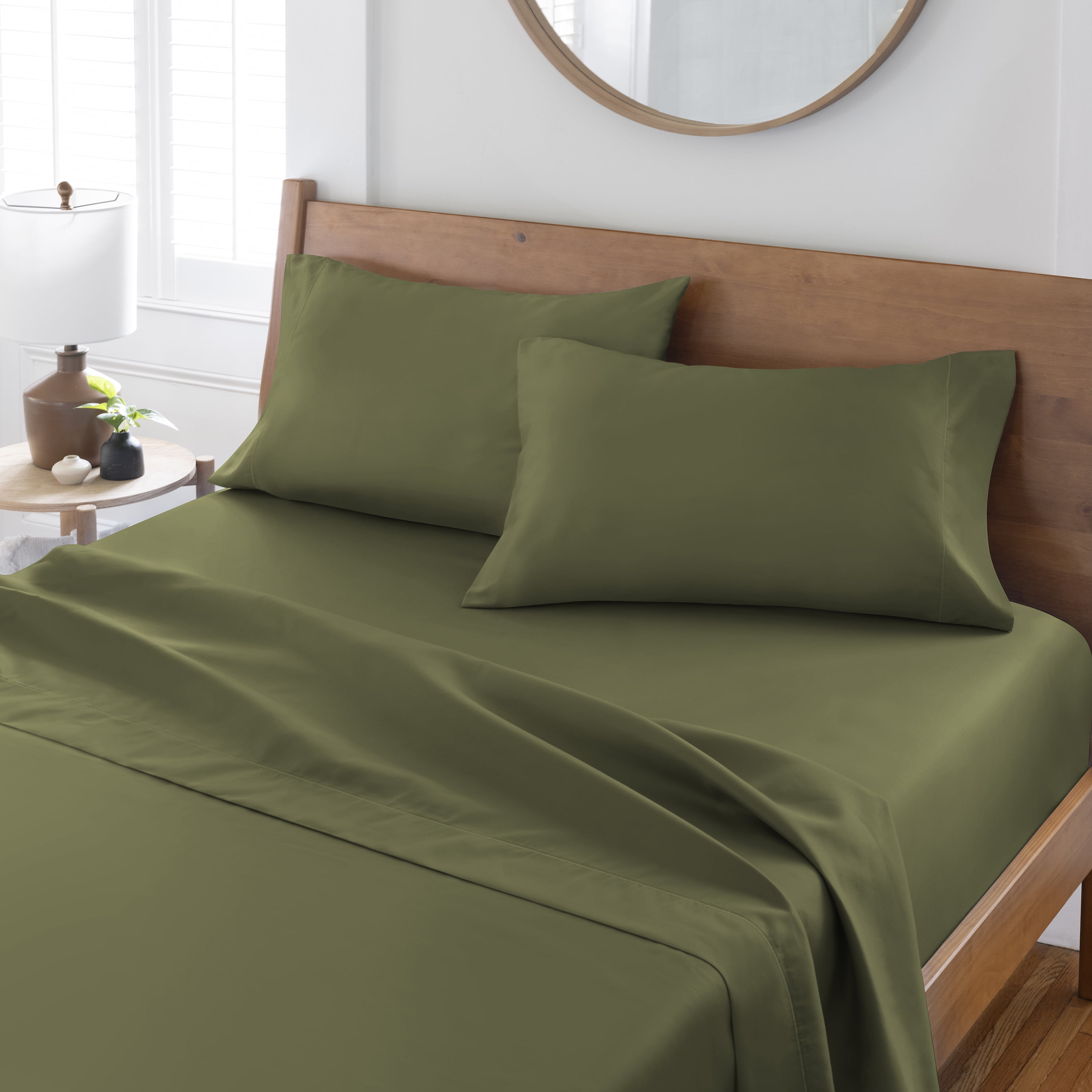 Better Homes & Gardens Performance HYGROCOTTON 2-Piece Pillowcase Set, 400 Thread Count, Dark Cilantro, Standard/Queen