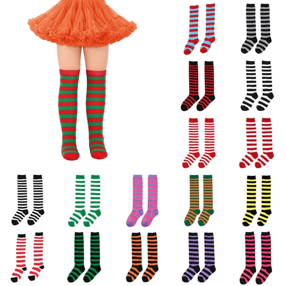 jiaxiM Girls Multi Color Knee High Socks Ribbed Solid Knit Calf Length Socks Soft Elastic for School Uniform, Stage Recital, Picnic Outings, All Season Skirt Matching