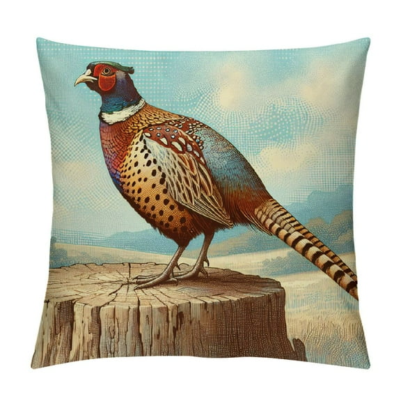 Sheronv Pheasant Theme Decorative Cushion Cover for Home Sofa Bed Car Couch Bedroom - 1PC Pillow Case for Year-Round Use 12x12in