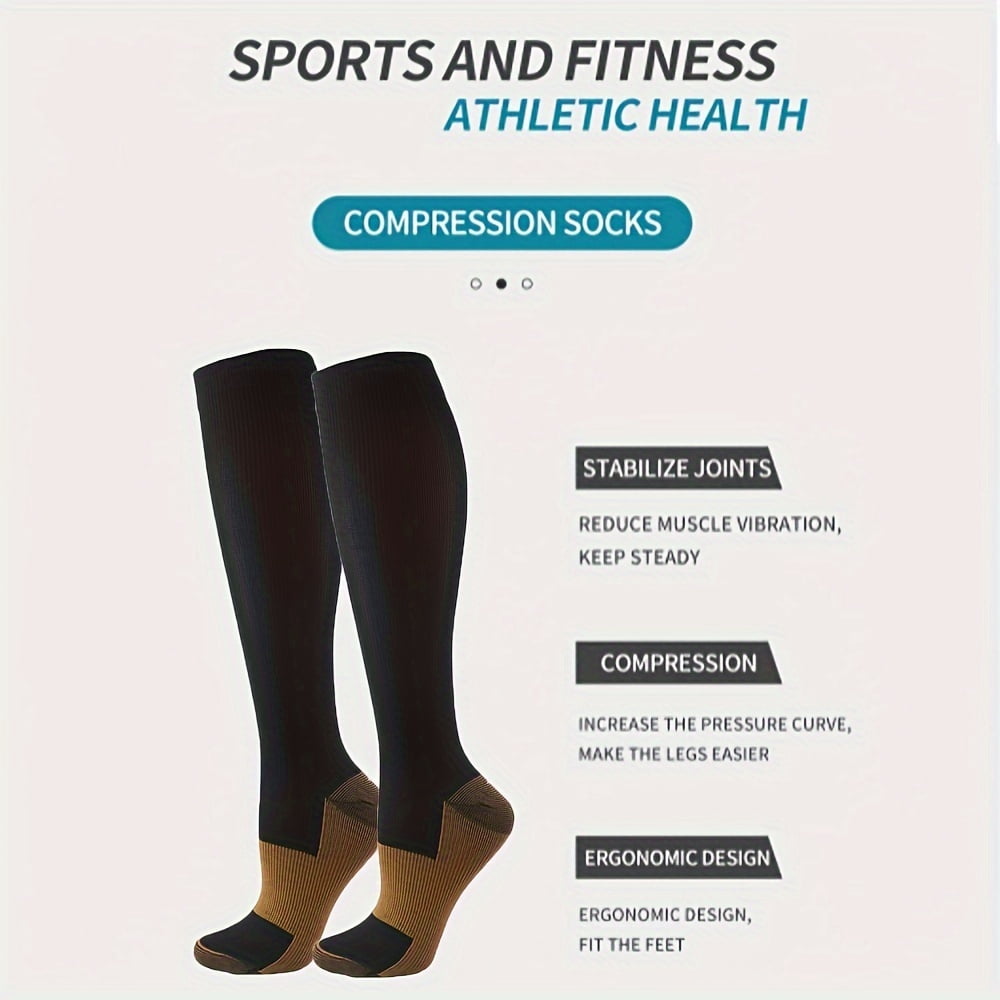 8 Pairs Copper Compression Socks for Men Women Knee Support Hose Medias De Compresion Para Mujer Nurse Nursing School Student Accessories for Work Leg Long Stockings Pregnancy Maternity Travel