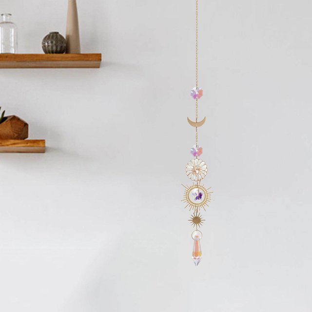 VONKY Colorful Hanging Crystal Crystal Beads Chain Pendant for Patio Decor Moon