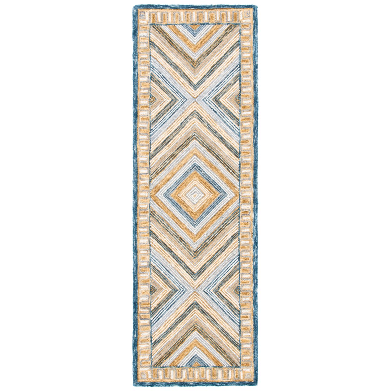 SAFAVIEH Aspen Caitriona Geometric Diamonds Wool Area Rug, Navy/Gold, 5' x 8'