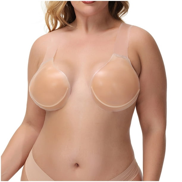 jovati Ladies Large Size Gathering Invisible Bra Glossy Breast Stickers  Seamless Bra Silicone Underwear 