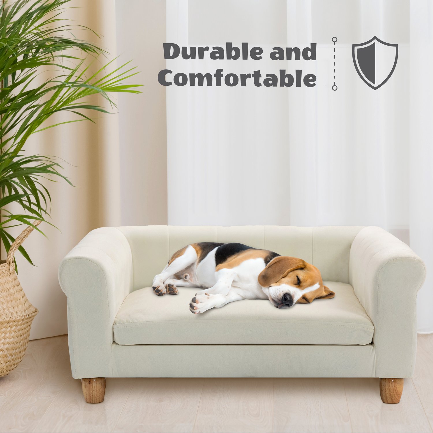 Critter Sitters 33-in Faux Suede Durable Washable Pet Bed for Small & Medium Sized Cats & Dogs in Cream, CSPETBED11-CRM