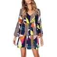 thumbnail image 2 of Robe Tunique d'Été pour Femme à Col en V, Décontractée, Ample et Fluide, Coupe Évasée, 2 of 6