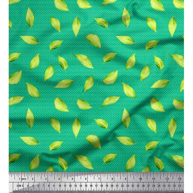 Soimoi Tissu Vert Poly Georgette Feuilles d'Hosta Imprimées 1 Yard 42 Pouces de Large