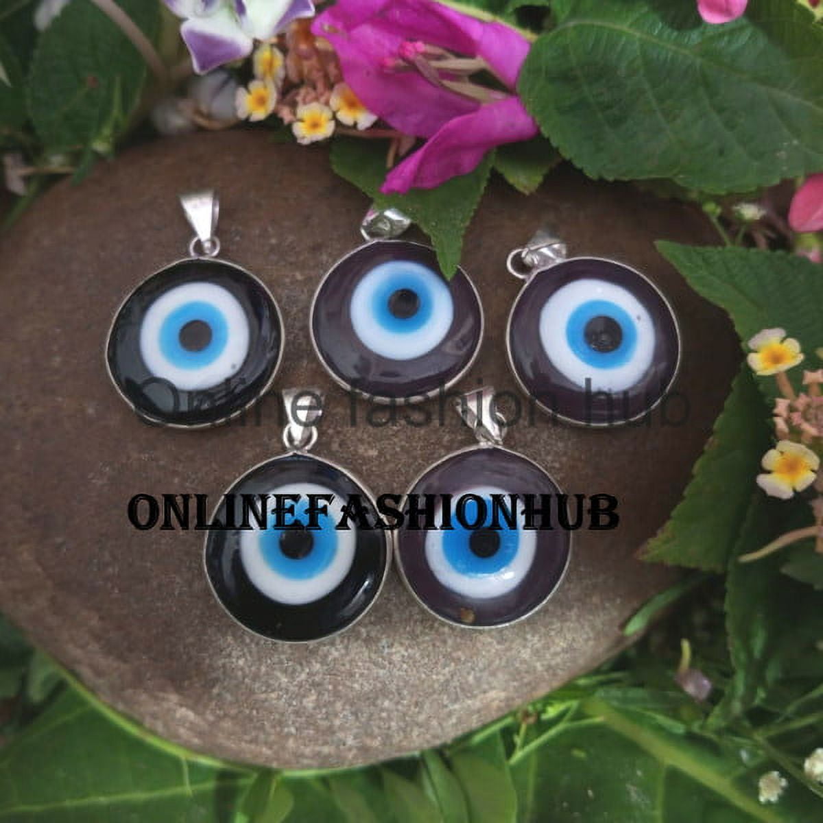 Evil Eye Gemstone 925 Sterling Silver Plated Handmade Pendant 5 pcs