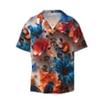 thumbnail image 2 of Lsque 3D Butterfly print Men's Cuban Collar Short Sleeve Shirt Summer Beachwear Casual Button Down Fashionable Vacation Leisure Shirt-Medium, 2 of 7