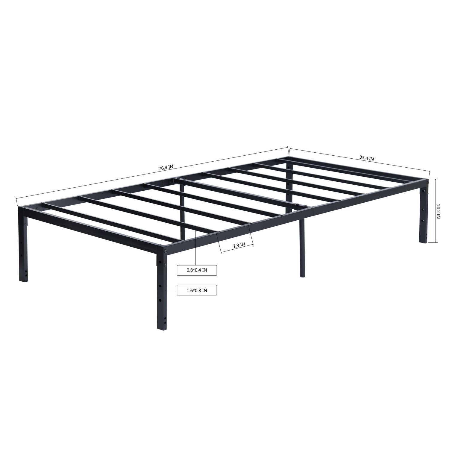 Auto Beyond Single Bed Frame - Heavy-Duty Metal Platform Bed Frame with Under-Bed Storage, Steel Slatted Support Base, Black
