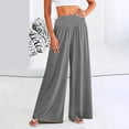 thumbnail image 2 of Women's High Waisted Flowy Palazzo Pants with Pockets, Knit Fabric, Wide Leg, Multiple Color Options, 2 of 4