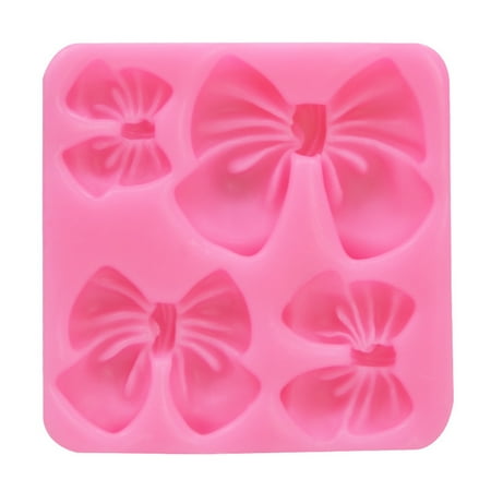 

QUSENLON 4 Cavity 3D Bowknot Silicone Mold Fondant Cake Border Moulds Chocolate Mould