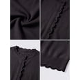 thumbnail image 3 of JWD Women's Long-Sleeved Crew Neck Scallop Edge Buttoned Cropped Cardigan Knitted Sweater, 3 of 7