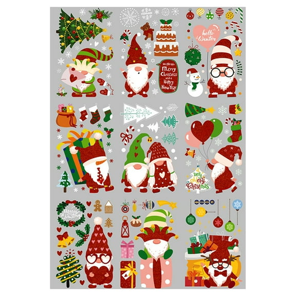 9 Sheets Christmas Gnome Window Clings Scandinavian Tomte Glass Decals Stickers for Xmas Holiday Home Office Decor