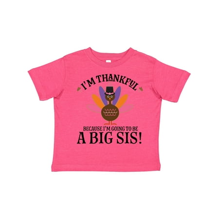 

Inktastic Thanksgiving Big Sis Announcement Turkey Gift Toddler Toddler Girl T-Shirt