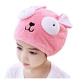 thumbnail image 2 of Toalla de microfibra para secar el cabello, turbante de secado rápido, gorro absorbente para niños, color rosa., 2 of 5