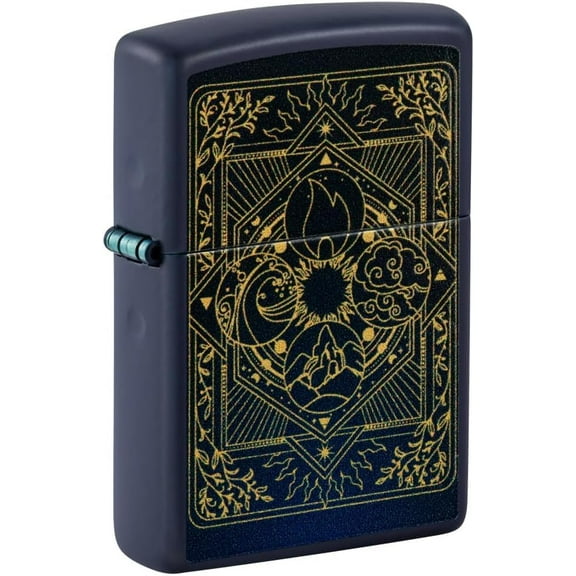 Zippo Lighter - Custom Message Engrave Elements Design - Navy Matte 48958
