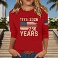 thumbnail image 2 of CUZIBR Patriotic Graphic T Shirt For Women 4Th Of July Long Sleeve Crewneck Holiday Casual Comfortable Tee Summer Fall Basic Layering 250 Years Celebration Anniversary Shirts Top,Red,M, 2 of 4
