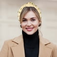 thumbnail image 3 of Rhinestone Retro Knotted Headband Beige 5.24"x1.22" Non-slip Wide Headband for Girl Women, 3 of 8