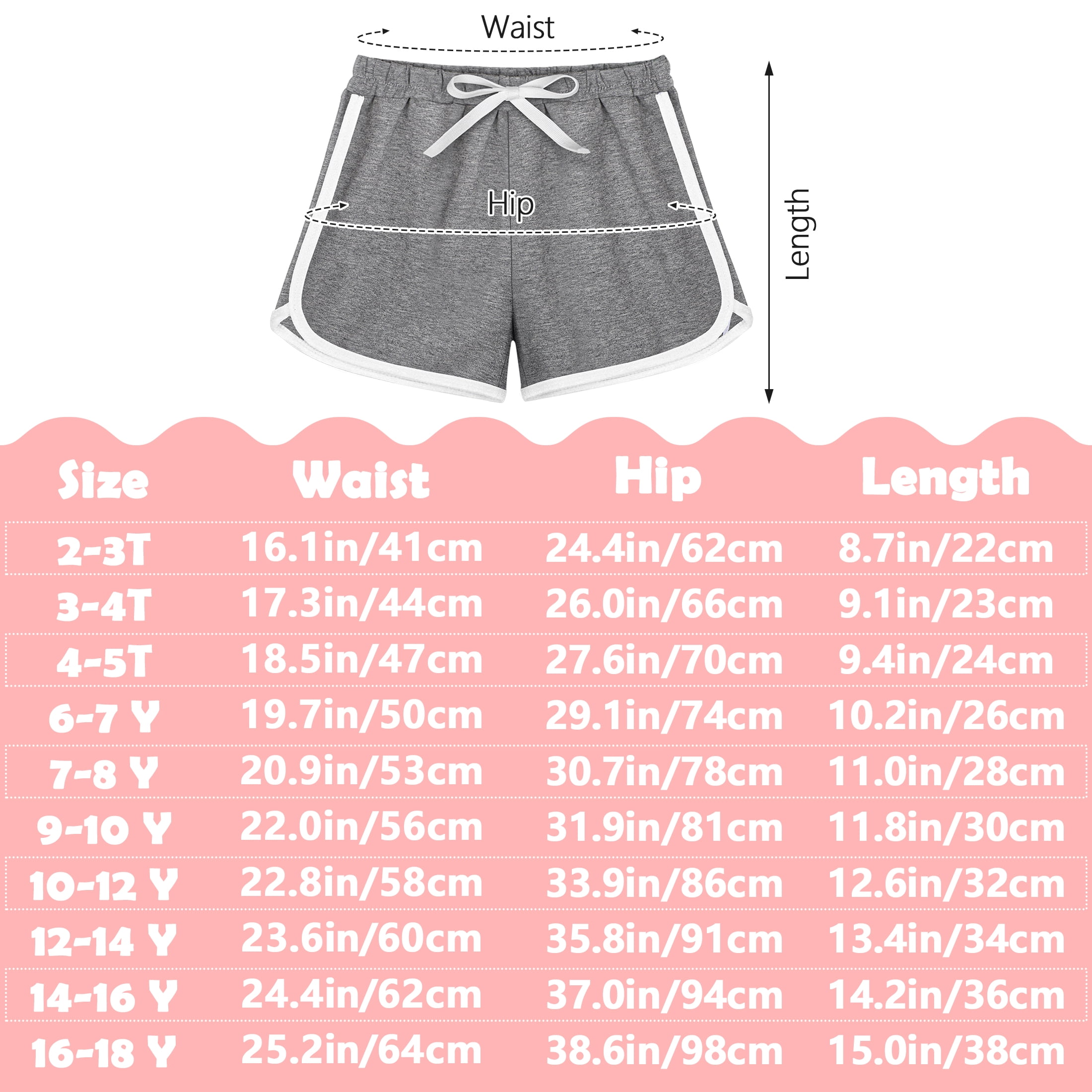 Resinta Girls 5-Pack Dolphin Shorts, Soft Cotton Activewear Girls Athletic Shorts for Gym, Sports & Play, Sizes 2T-3T to 12-14Y