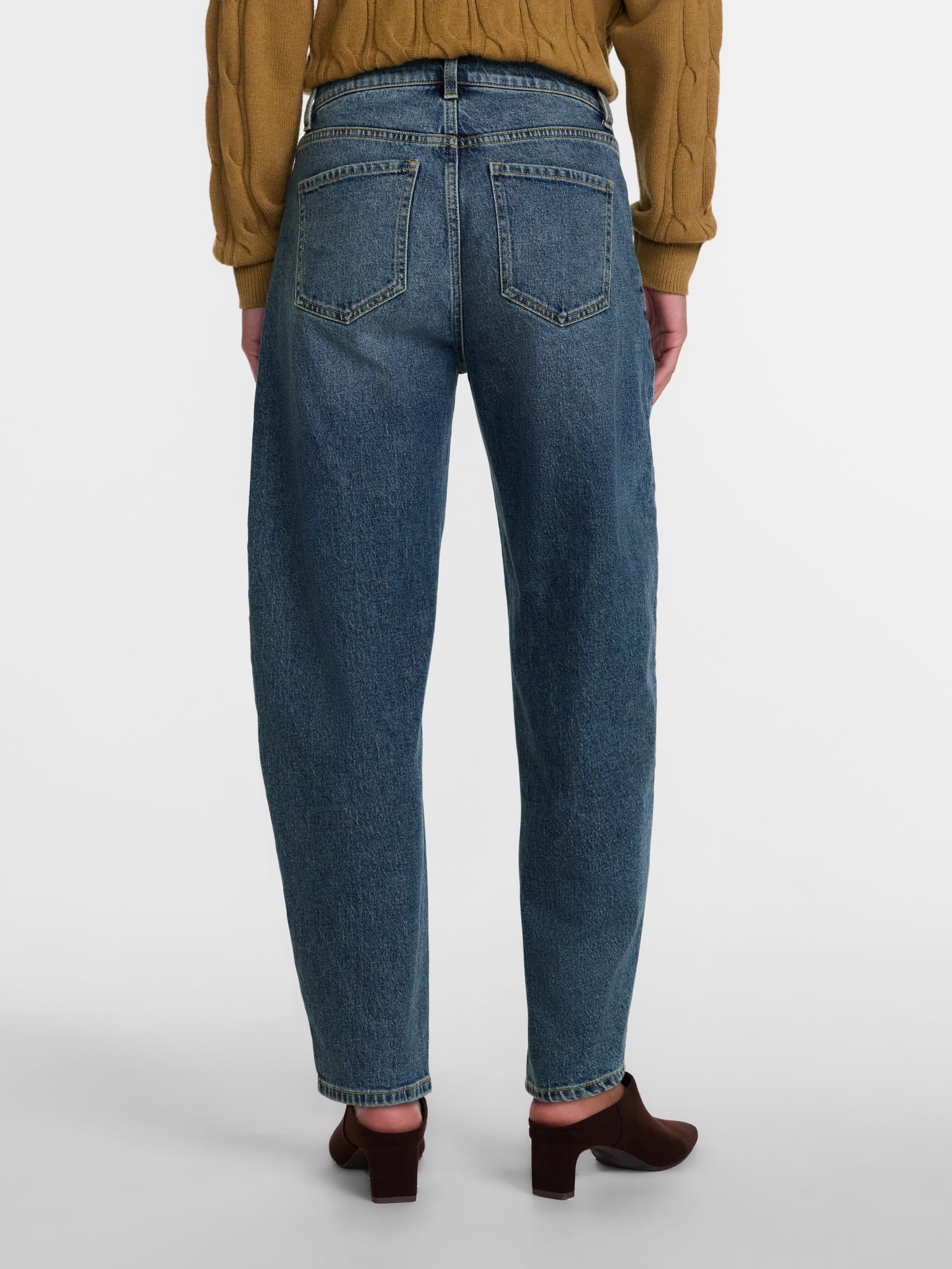 Scenario Women's and Women's Plus High Rise Tapered Barrel Crease Jeans, 27" Inseam, Sizes 0-28W