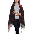 thumbnail image 3 of Cauagu Red Spider On The Web Print Women Wrap Shawl tassels Scarves Retro Scarf 77.6"X28.3", 3 of 8