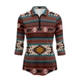 thumbnail image 2 of Uorisanigo Western Tribal Bear Women's Golf Shirt Relaxed Comfortable Quick Dry Athletic Polo Shirts 3/4 Sleeve Soft Breathable Polyester Spandex Fabric Womens Zipper Neck Pullover, 2 of 7
