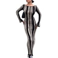 thumbnail image 3 of KelaJuan Women Wrapped Dress, Long Sleeves Round Neck Knitting Striped Casual Party Spring Dress, 3 of 8