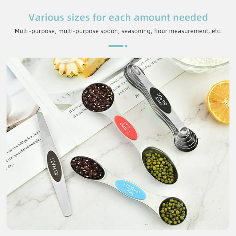 Magnetic Measuring Spoons Set of 9 Stainless Steel Dual Sided