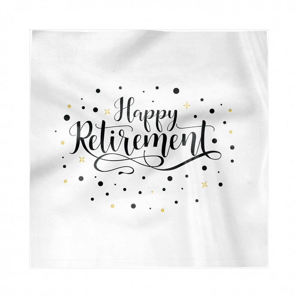 Retirement Party Decorative Satin Napkins Set of 4, Curlicue Style Hand