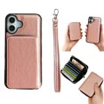 thumbnail image 1 of For Iphone 16 Solid Color Zipper 11-Card Slots Bag Phone Case With Lanyard(Rose,iPhone 16 Pro Max, 1 of 6