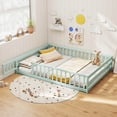thumbnail image 2 of Costway Full Size Floor Bed with Full Length Safety Guardrails & Door for Boys, Girls Mint Sky, 2 of 10