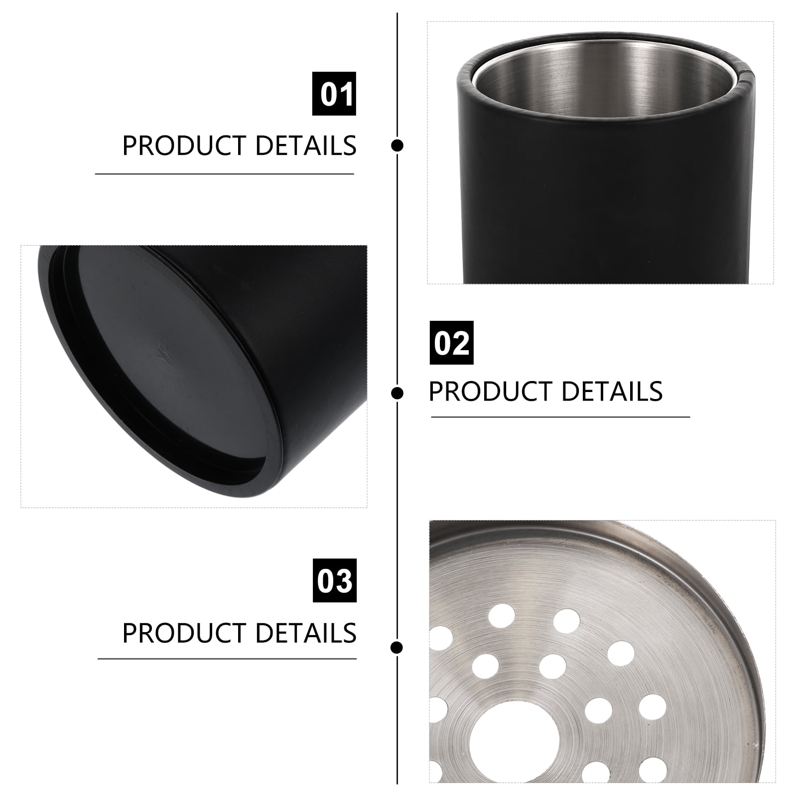 OUNONA Sturdy Ice Bucket for Storage Use Made of Stainless Steel Black Color Fits Various Occasions 1PC