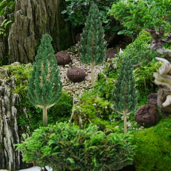 HOMEMAXS Realistic Miniature Plastic Trees for Decor Craft Projects and Model Scenes 24pcs Green Small Trees