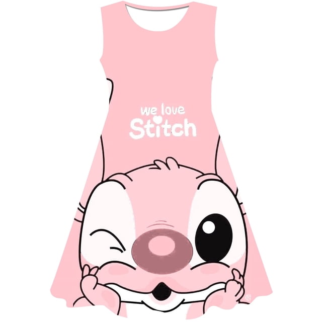 Disney Stitch dibujos animados estampado bebé niños niñas niños Stitch vestido lindo cumpleaños fiesta princesa Navidad vestido para bebé Girls7T Gao Jinjia LED