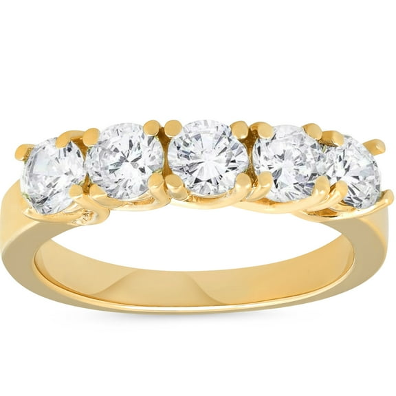 Pompeii 1 1/2ct Real Diamond Wedding Anniversary 14K Yellow Gold Ring (G/H,I1)