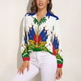 thumbnail image 3 of Haiti Haitian Flag Coat of Arms Red Long Sleeve Blouse Woman Streetwear Casual Shirts Summer Oversize Woman Streetwear Clothing Birthday Present, 3 of 7