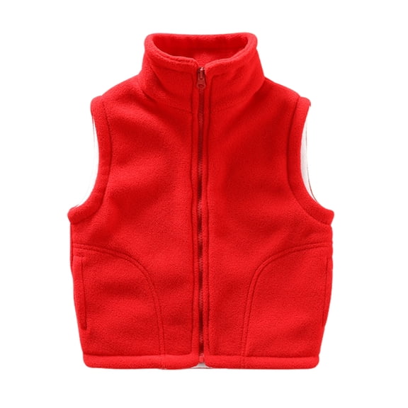 Kiijoy Toddler Boys Fleece Winter Vest Stand Up Collar Zipper Sleeveless Jacket, Sizes 3-4