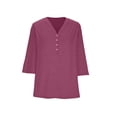 thumbnail image 7 of ChaoHeng Blouses for Women Plus Size Women Plus Size Tops V Neck 3/4 Sleeve Casual Tshirts Loose Basic Tunic Tees, 7 of 7