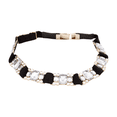 thumbnail image 5 of Women Black Elastic Belt Silver Bling Gold Metal Buckle S M, 5 of 17