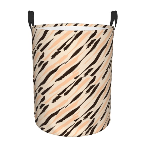 DouZhe Waterproof Collapsible Large Laundry Baskets, Modern Animal Print Black Yellow Prints Circular Hamper with Handles