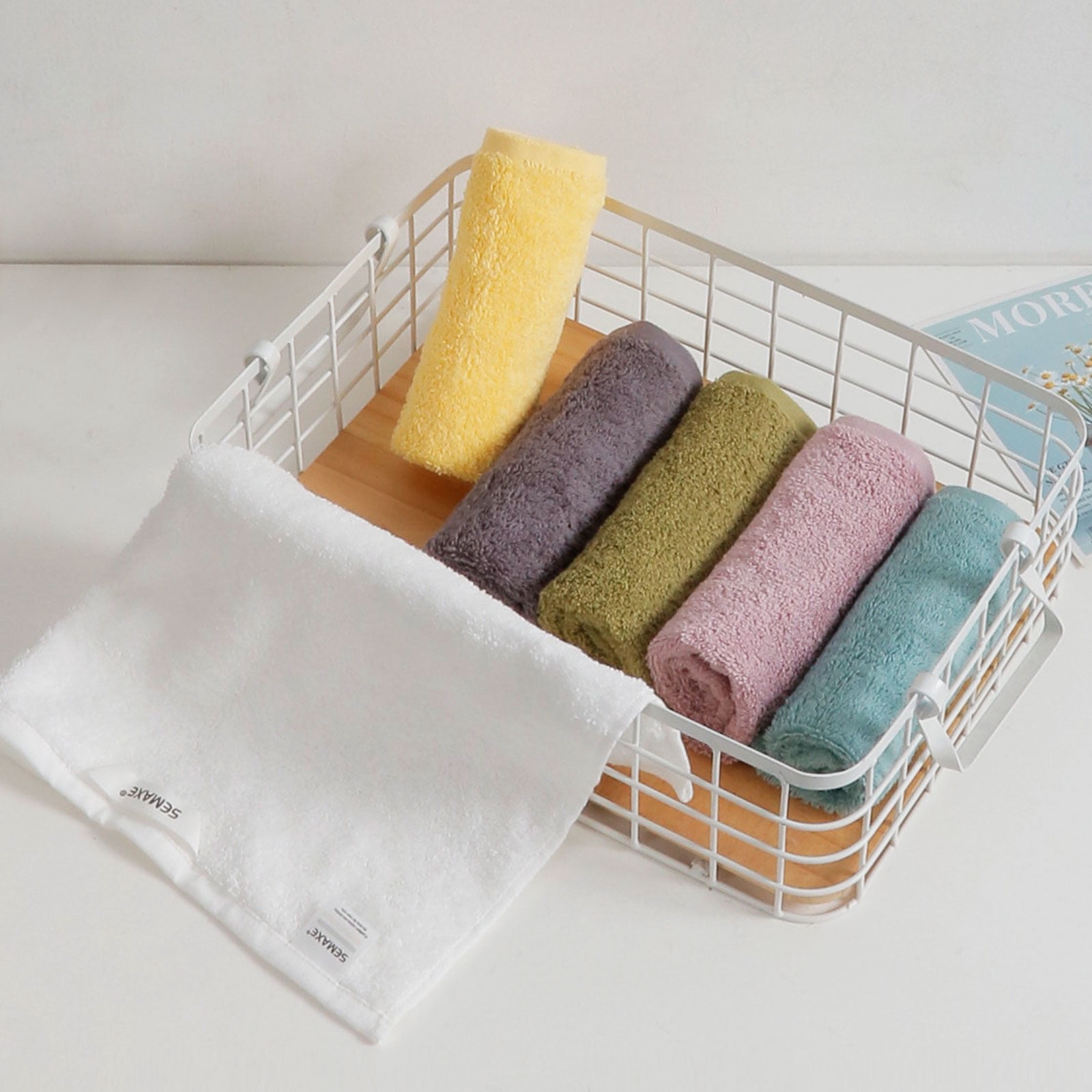 SEMAXE Washcloths 12-Pack 13x13 Inch: 100% Organic Cotton Face Towels | Ultra Soft, Quick-Dry & Super Absorbent for Bathroom, Gym, Spa & Hotel | Zero Lint, Lightweight & Bulk Pack, Green