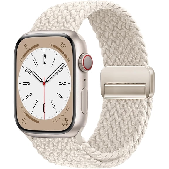 Magnetic Braided Solo Loop Band Compatible with Apple Watch Series 10 42mm 46mm 9 8 7 6 5 4 40mm 41mm 44mm 45mm 49mm for Women Men, Stretchy Nylon Ela