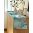 thumbnail image 5 of Table Runner 72 Inches Long for Kitchen Dining, Teal Marble Dresser Scarf Farmhouse, Dining Table Decorations for Wedding/Parties, Abstract Art Modern Geometric Golden 18 x 72 In, 5 of 9