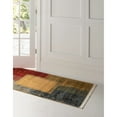 thumbnail image 3 of 2.5' x 10' Tan Brown and Blue Mid Century Geometric Rectangular Rug Runner, 3 of 7