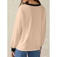 thumbnail image 3 of Womens Long Sleeve Tops Fall Tops Casual Soft V Neck Oversized T Shirts Clothes Fashion Outfits  XXL, 3 of 4