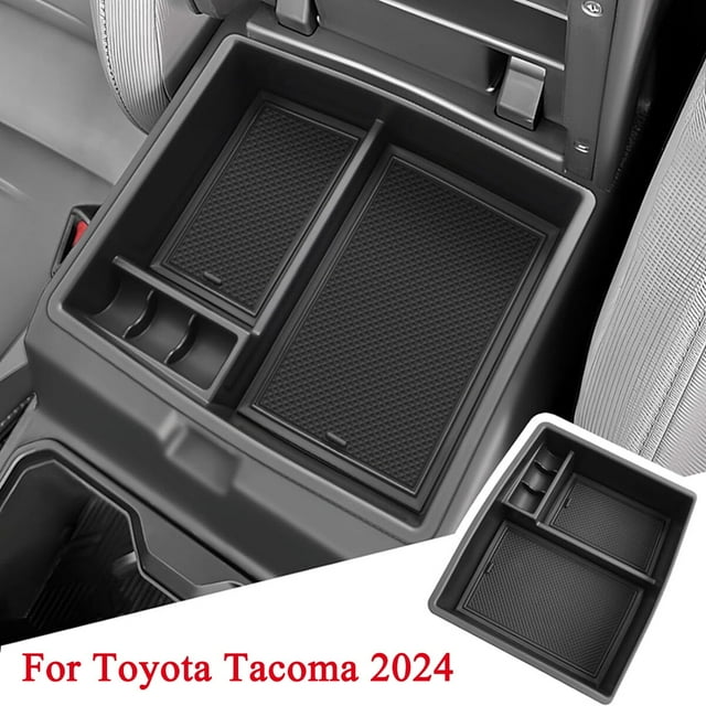 ALLTIMES Car Center Console Organizer for Toyota Tacoma 2024, Black ABS Armrest Storage Box Interior Insert Storage