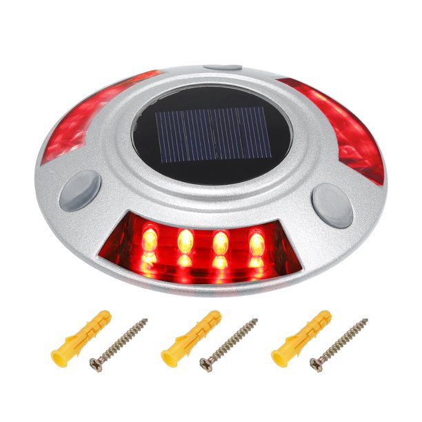 12 luces LED IP67 impermeables para cubierta solar, 800 MAh, luz de entrada, luz solar para camino de conducción, para exteriores, acera, jardín, escalones, escaleras, camino, patio (aluminio fundido, rojo) Unique Bargains luces de la cubierta del patio