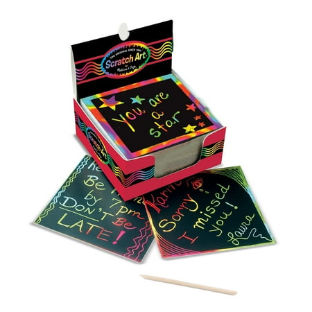 UPC: 0000772059459 | Melissa & Doug Scratch Art Rainbow Mini Notes (125) With Wooden Stylus – FSC-Certified Materials